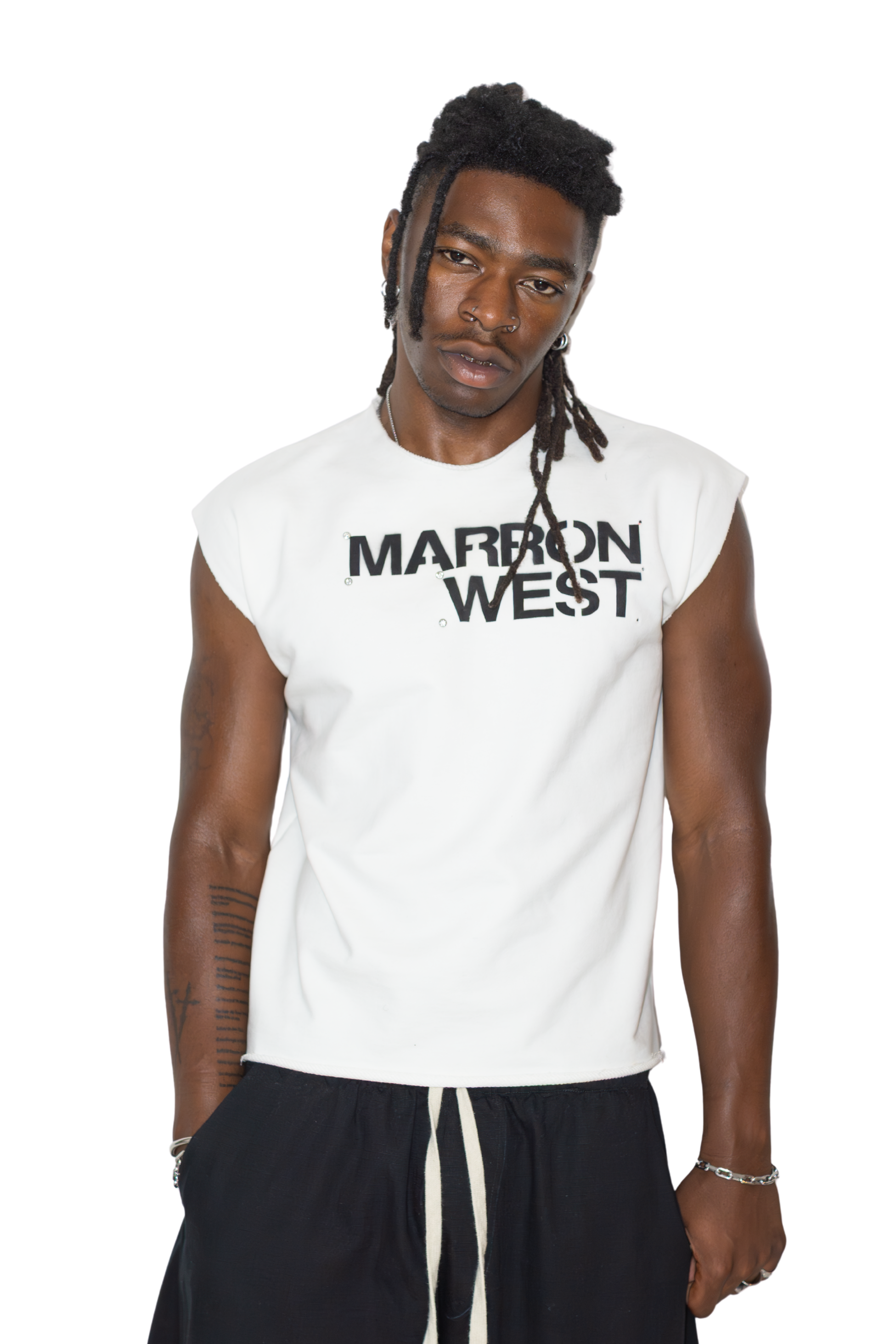 MW LOGO MUSCLE TEE - CHALK