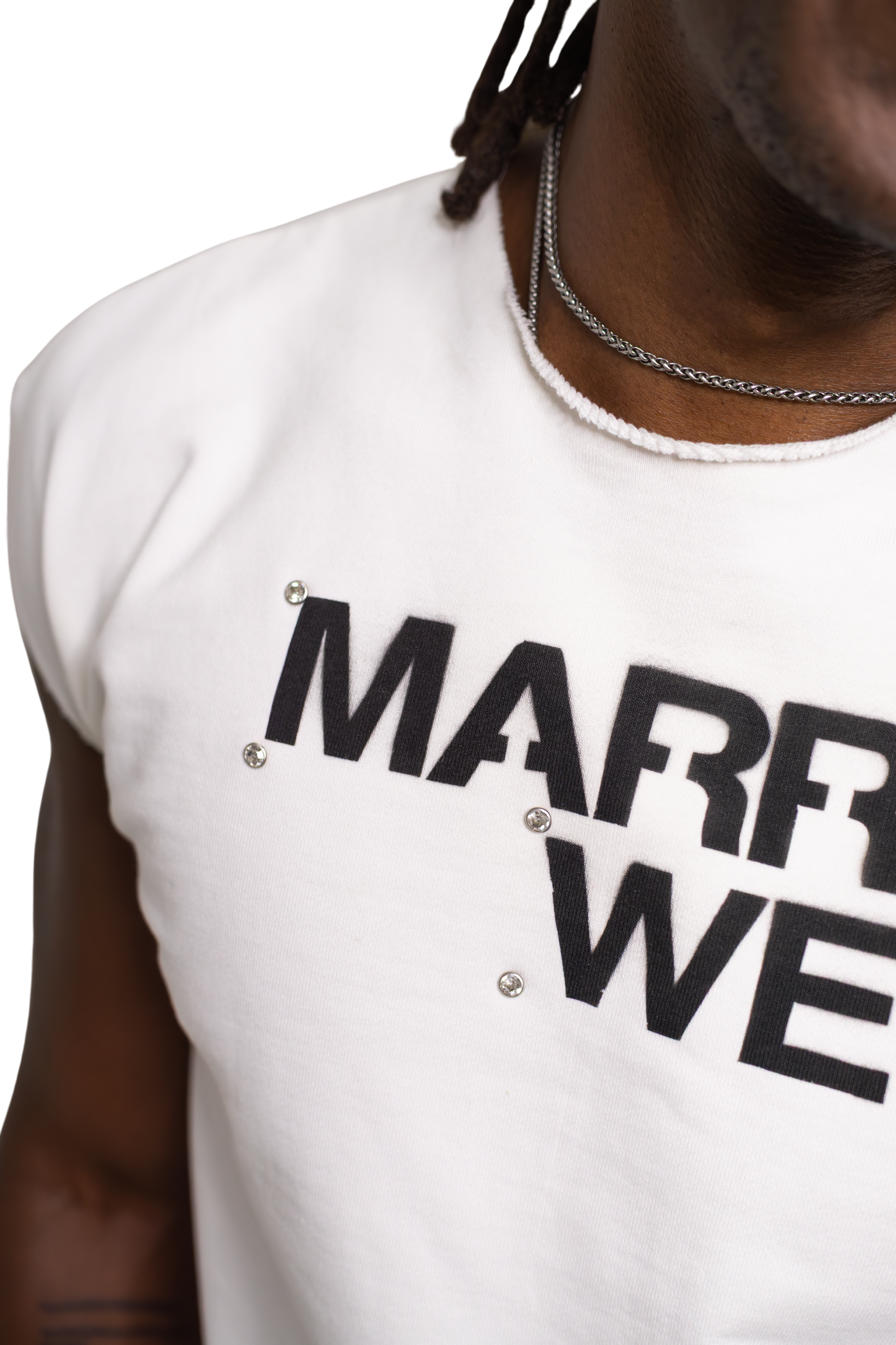 MW LOGO MUSCLE TEE - CHALK